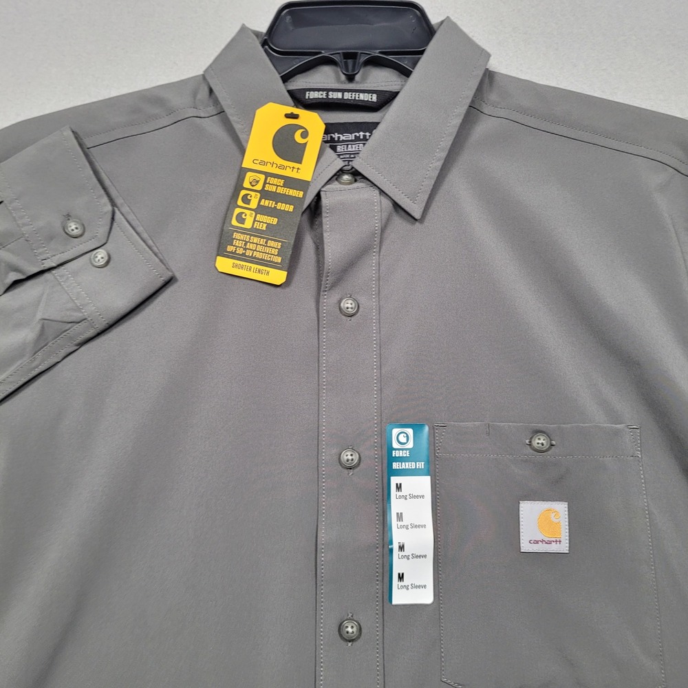 Carhartt Mens Force Sun Defender Relaxed Fit Long Sleeve Shirt Grey M TW6552-M